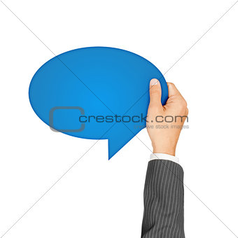 Hand Holding Blue Speech Bubbles