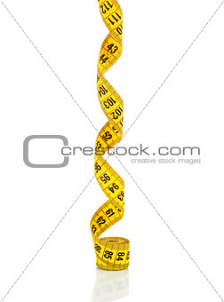 Yellow measure tape. Isolated on white background