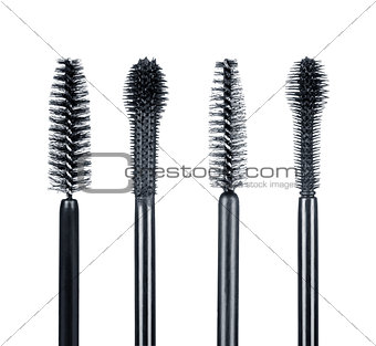 Set of mascara brushes isolated on white