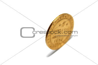 old gold coin isolated on a white background