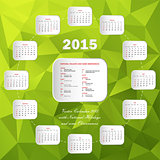 usa green circle calendar 2015
