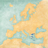 Map of Europe - Greece (Vintage Series)