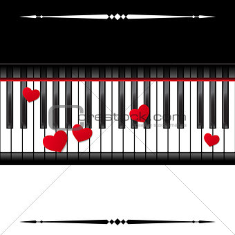 Piano template with hearts