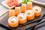 Sushi rolls philadelphia with caviar