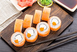 Sushi rolls philadelphia with caviar
