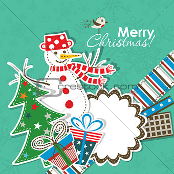 Template christmas greeting card, vector 