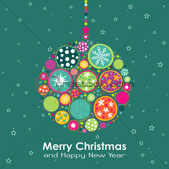 Template Christmas greeting card, vector 