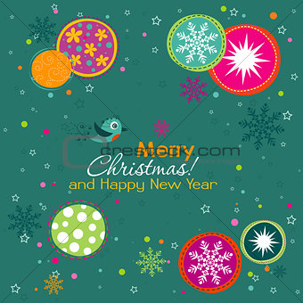Template Christmas greeting card, vector illustration