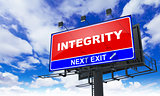 Integrity Inscription on Red Billboard.
