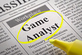 Game Analyst Vacancy in Newspaper.