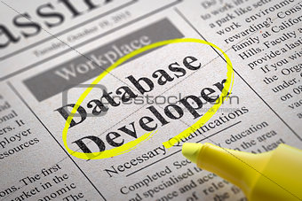 Database Developer Vacancy in Newspaper.