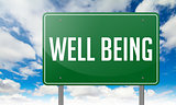 Well Being on Highway Signpost.
