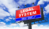 Legal System Inscription on Red Billboard.
