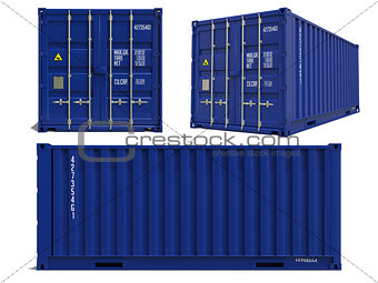 Blue Container in 3D Isolated on White.