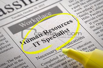 Human Resources IT Specialist Vacancy in Newspaper.