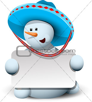 snowman in a sombrero with white background