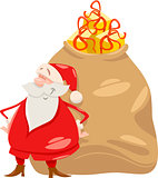 santa with gifts cartoon illustration