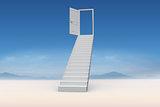 Composite image of stairs leading to door