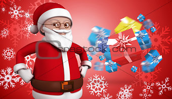 Composite image of cute cartoon santa claus