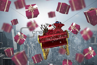 Composite image of red presents