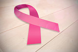 Composite image of pink breast cancer awareness ribbon