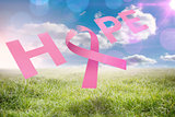 Composite image of breast cancer awareness message of hope