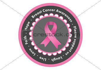 Breast cancer awareness message in pink