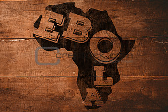 Composite image of black ebola text on africa outline