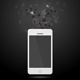 Team connect abstract background with mobile phone