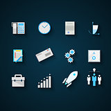 Flat icons colored vector collection for startup and business