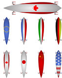 Vector illustration of world flags longboards