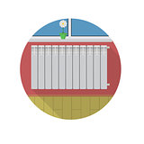 Flat vector icon for radiator in room