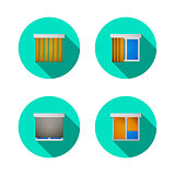 Flat vector icons for windows with louvers