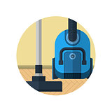 Flat vector icon for vacuum cleaner in room