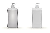 Vector illustration of gray dispenser pump bottles mock up