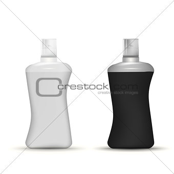 Vector illustration of shampoo bottles mock up