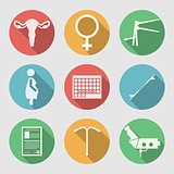 Flat vector icons for Obstetrics and Gynecology