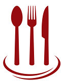 red cutlery set