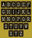 alphabet in retro style on background