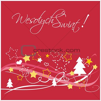 Christmas vector card with Merry Christmas wishes in polish: Wesolych swiat.