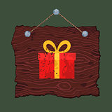 Wooden Sign with Gift 