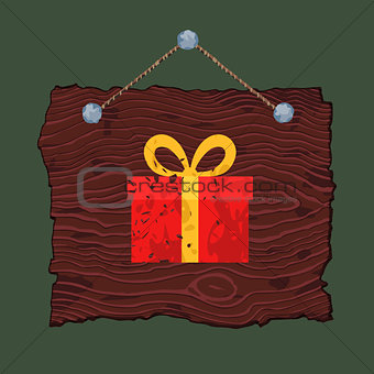 Wooden Sign with Gift 