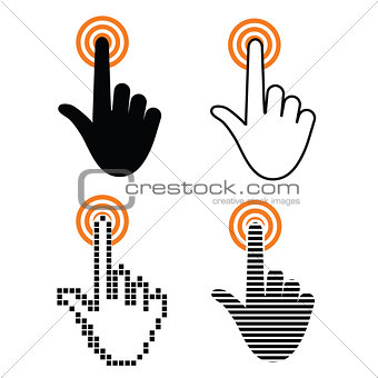 Hand with touching a button