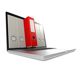 Laptop with red folder