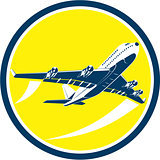 Commercial Jet Plane Airline Circle Retro