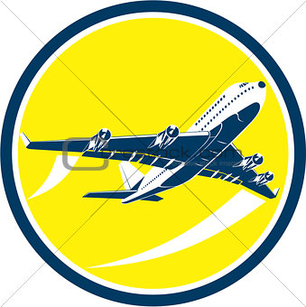Commercial Jet Plane Airline Circle Retro