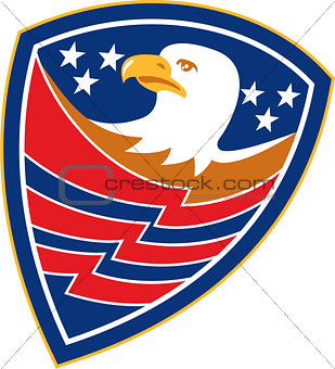 American Bald Eagle Head Flag Shield Retro
