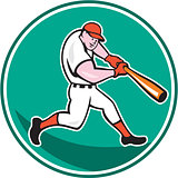 American Baseball Player Batting Cartoon