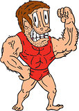 Bodybuilder Flexing Muscles Cartoon