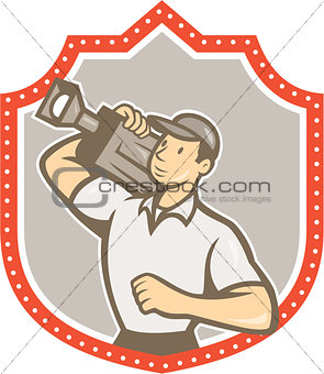 Cameraman Vintage Film Movie Camera Shield 